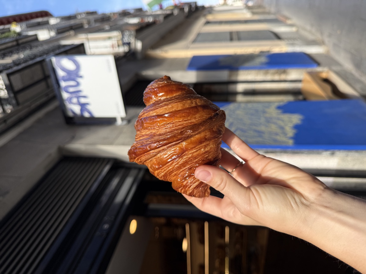 Butter croissant with laminated French butter dough at Santo Bakehouse Madrid